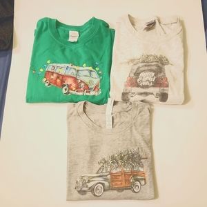 Lot of 3 Christmas long sleeve t-shirts, size small youth, 2 grey and on…